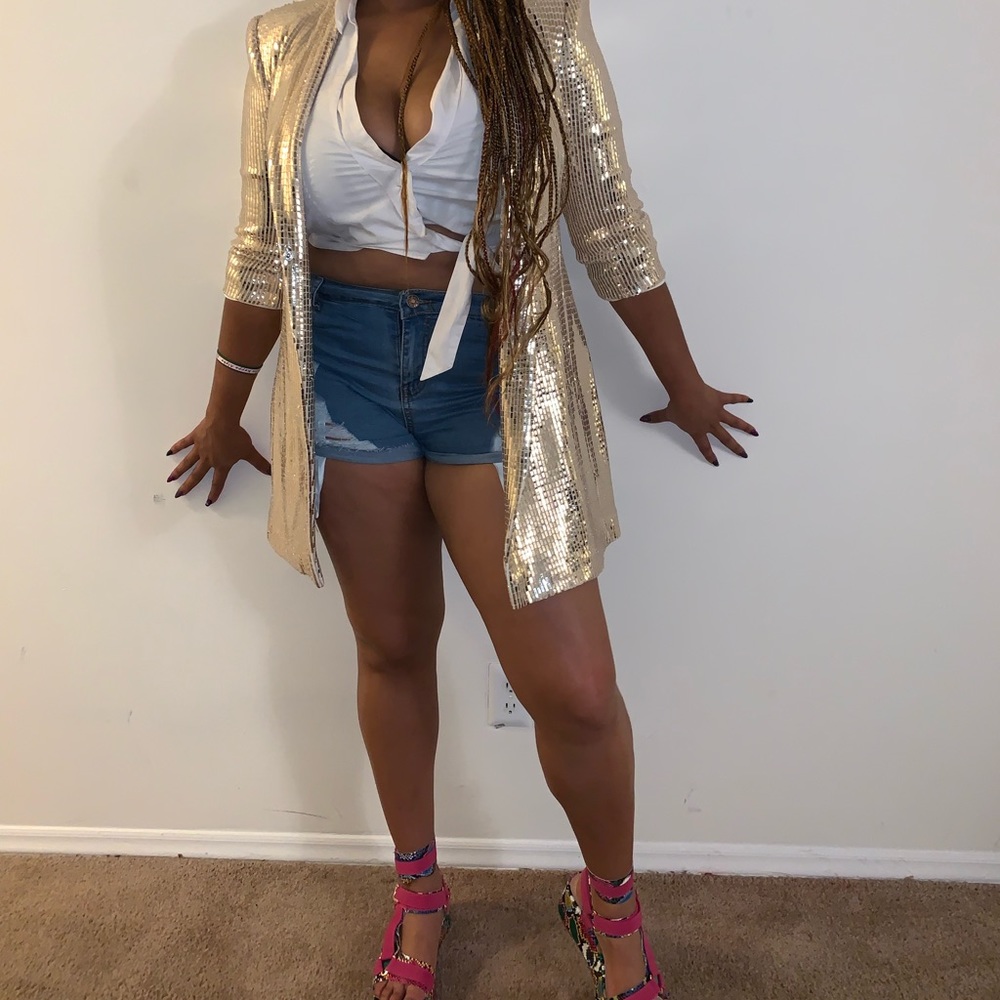 Zara Metallic gold blazer dress